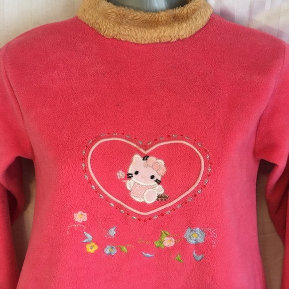 Hello Kitty Character Girl's Nightgown Dress Warm Fleece Pajamas Pink Vtg Sz 7 - Picture 10 of 10